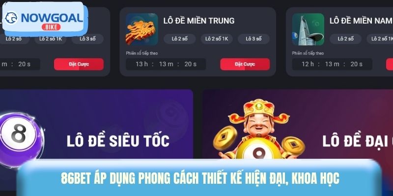 86bet áp dụng phong cách thiết kế hiện đại, khoa học 